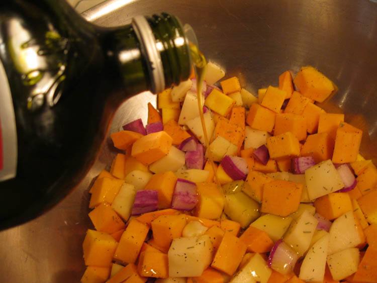 Olive oil with roasted vegetables